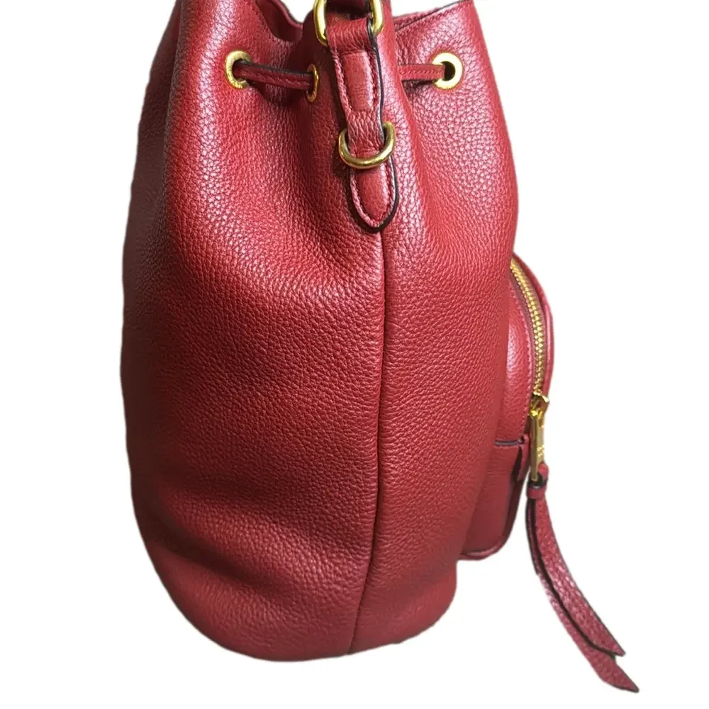Prada Vitello Daino Rubino  Leather Bucket  Bag Shoulder Bag